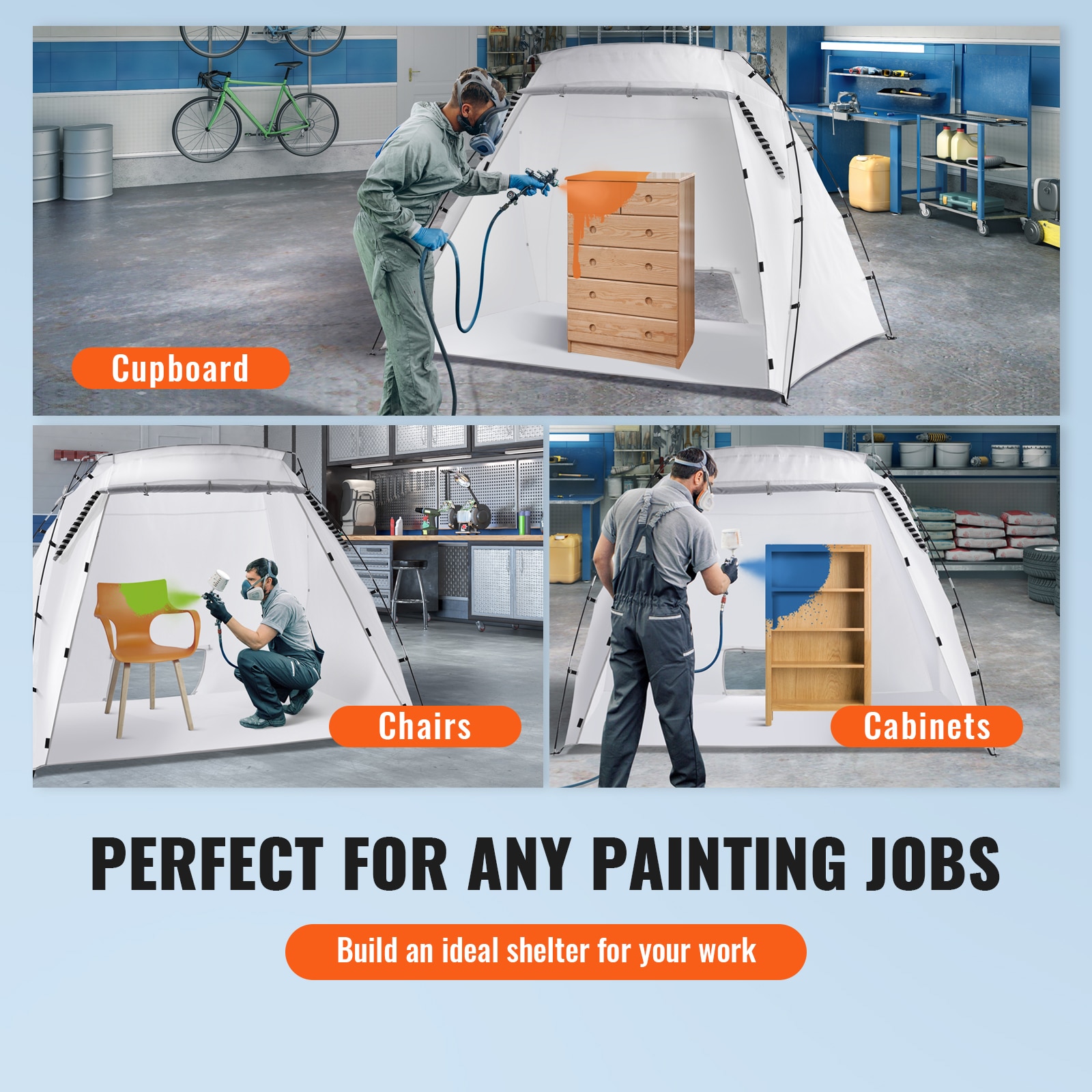 Portable Spray Paint Tent Shelter With Built-in Floor And Mesh_voghion.com